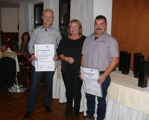 Jubilare HERBST Baustoffe v.li. Herr Lehmann, Frau Steinbock & Herr Lorenz